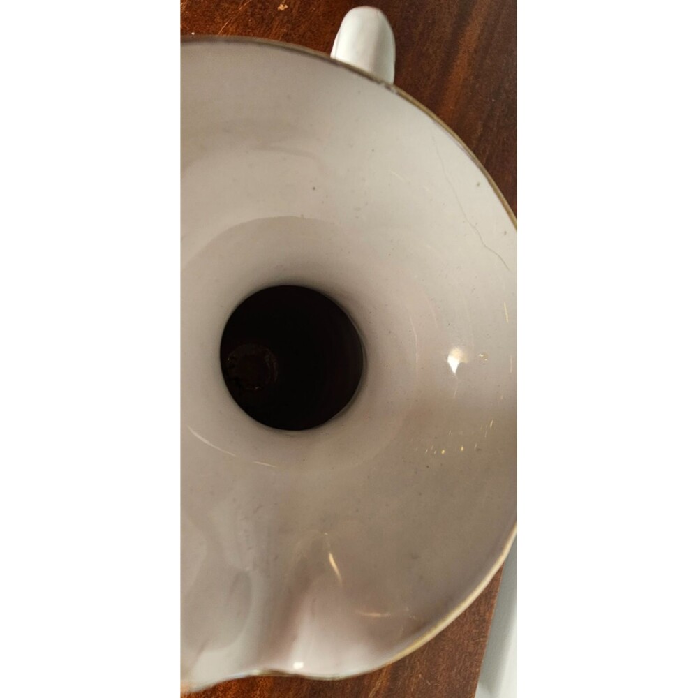 Beautiful White & Gold Handled Pottery Jug Pitcher Made in Italy 7"T x 4"W - Picture 6 of 6